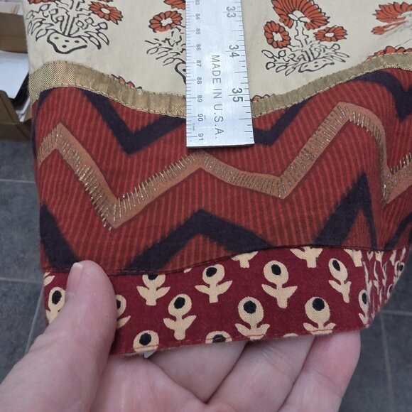 STOP everywear Tunic Shirt Womens Large Cream Red Block Print Kurta Cotton Boho - Picture 10 of 10